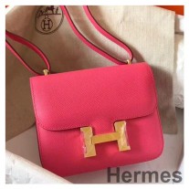 Geanta Hermes Constance 18 Handmade In Piele Epsom Ruj Rose