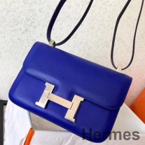 Geanta Hermes Constance 24 Handmade Din Piele Epsom Albastra Electrica