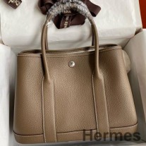 Geanta Hermes Garden Party 30 lucrata manual din piele Clemence Taupe