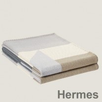 Pătură Hermes H Drapeau din Acier și Cașmir Perle