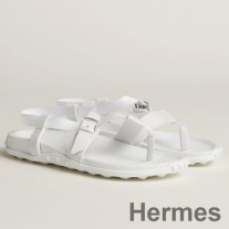 Sandale Hermes Inboard din piele albă și panglică