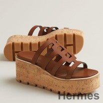 Sandale Hermes Isabella 30 din piele de vițel maro