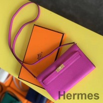 Portofel Hermes Kelly Classique To Go din piele de vițel Epsom Magnolia