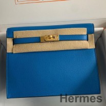 Geanta Hermes Kelly Danse II Din piele de vitel albastra Hydra Evercolor