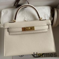 Geanta Hermes Kelly Mini II Sellier lucrata manual din piele Nata Chevre Mysore