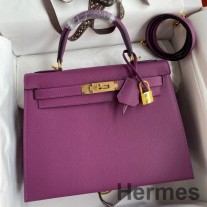 Geanta Hermes Kelly Sellier 32 lucrata manual din piele de vitel Anemone Epsom