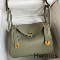 Geanta Hermes Lindy 26 Handmade Din Piele Sauge Clemence
