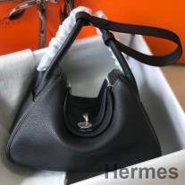 Geanta Hermes Lindy 26cm Din Piele Neagra Clemence