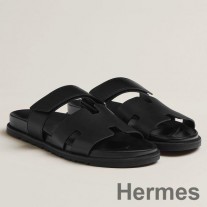 Sandale Hermes Chipre pentru bărbați din piele de vițel neagră