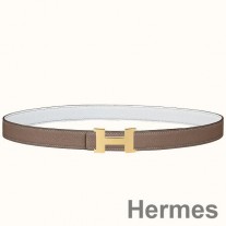 Curea Hermes Mini Constance 24mm Reversibilă Taupe/Alb