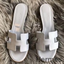 Sandale Hermes Oasis Din Piele Epsom Gri Perla