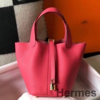 Geanta Hermes Picotin Lock 18 In Ruj Rose Clemence Piele