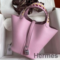 Geantă Hermes Picotin Lock 18 Tressage De Cuir din piele de vițel Sylvestre Epsom mov