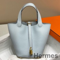 Geanta Hermes Picotin Lock 22 Din Piele Albastra Brume Clemence