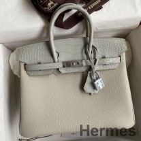 Geantă Hermes Touch Birkin 25 din Togo gri perlat și piele de aligator mată