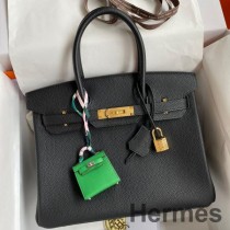 Geanta Hermes Birkin 30 Retourne lucrata manual din piele Clemence neagra