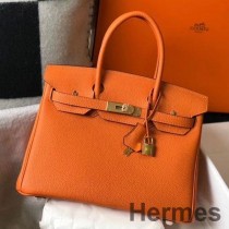 Geanta Hermes Birkin 30cm Din Piele Portocalie Clemence GHW