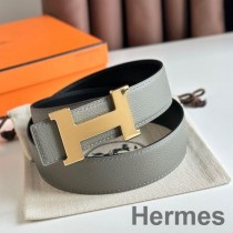 Cureaua reversibila Hermes Constance 38MM din piele Clemence gri