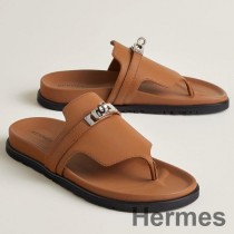 Sandale Hermes Empire din piele de vițel maro