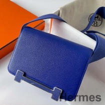 Geanta Hermes Geta Handmade Din Piele Chevre Mysore Albastra Electrica
