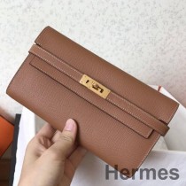 Portofel Hermes Kelly Clasic Lung Din Piele Epsom Maro