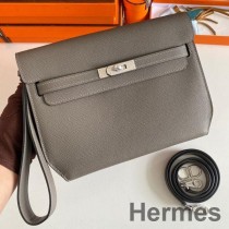 Husă Hermes Kelly Depeches 25 din piele de vițel Etain Epsom