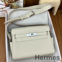 Geanta Hermes Kelly Messenger din piele Craie Clemence