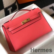 Geanta Hermes Kelly Pochette Din piele Epsom pentru ruj trandafir