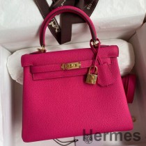 Geanta Hermes Kelly Retourne 25 Handmade In Piele Framboise Clemence