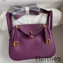 Geanta Hermes Mini Lindy Handmade Din Piele Anemone Swift