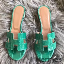 Sandale Hermes Oasis din crocodil niloticus lucios din bambus