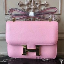 Geanta Hermes Pink Constance MM 24cm Epsom din piele