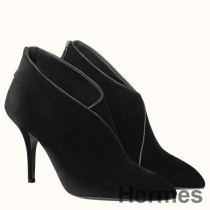 Botine Hermes Virginia din catifea neagră