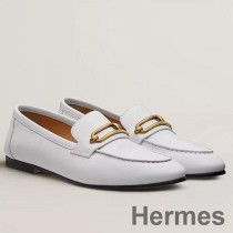 Mocasini Hermes Colette pentru dama din piele alba