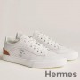 Pantofi de sport Hermes pentru bărbați din piele de vițel albă