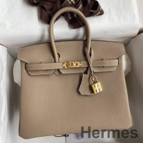 Hermes Birkin 25 El Yapımı Gri Clemence Deri Çanta