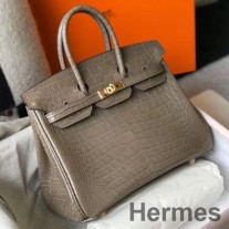 Hermes Birkin 25cm Taupe Kabartmalı Timsah Derisi Çanta