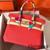 Hermes Birkin 30 El Yapımı Rose Extreme Clemence Deri Çanta