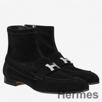 Hermes Siyah Süet Saint Honore Bilekte Bot