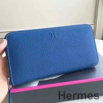 Hermes Mavi Clemence Azap Fermuarlı Cüzdan