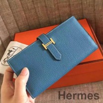 Hermes Mavi Jean Clemence Bearn Köşebent Cüzdan