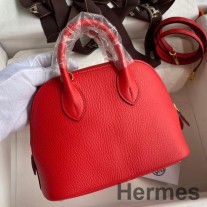 Hermes Bolide 1923 Kırmızı Chevre Mysore Deri Mini El Yapımı Çanta