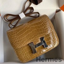 Hermes Constance 18 Bej Parlak Timsah Derisinden El Yapımı Çanta