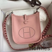 Pembe Clemence Deri Hermes Evelyne Mini El Yapımı Çanta