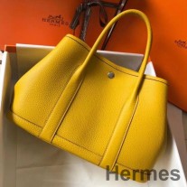 Hermes Garden Party 30'lu Sarı Taurillon Deri Çanta