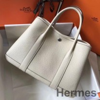 Hermes Garden Party 36'lı Beyaz Clemence Deri Çanta