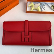 Hermes Jige Elan 29 Kırmızı Swift Dana Derisi Clutch Çanta