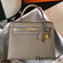 Gris Asfalt Epsom Deri Hermes Kelly 25cm Sellier Çanta