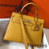 Hermes Kelly 28cm Sarı Epsom Deri GHW Çanta