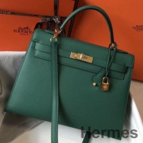 Vert Vertigo Epsom Deri GHW Hermes Kelly 32cm Çanta